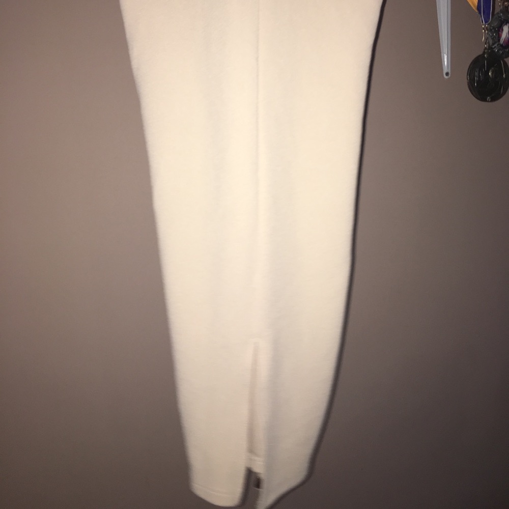 long tight beige skirt